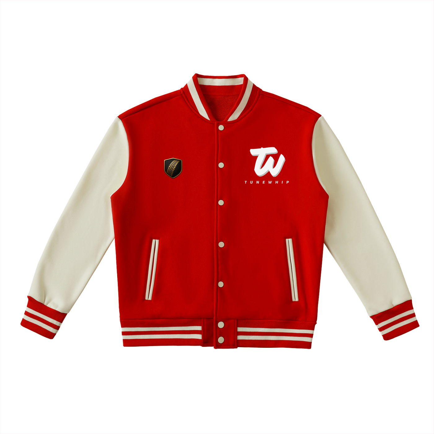 TUNEWHIP Two-Tone Fleeced Varsity Jacket