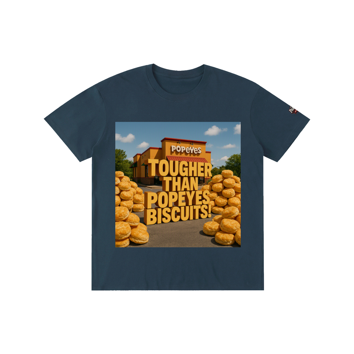 "TOUGHER THAN POPEYE'S BISCUITS" Pure Cotton Unisex T-Shirt