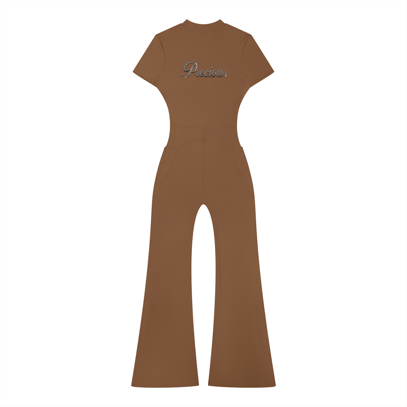 Precious Women’s Tight Flared Leg Quarter-Zip Jumpsuit