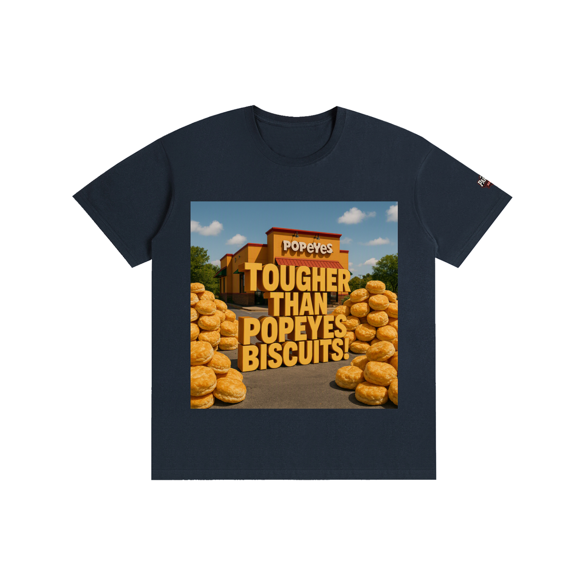 "TOUGHER THAN POPEYE'S BISCUITS" Pure Cotton Unisex T-Shirt