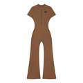 Precious Women’s Tight Flared Leg Quarter-Zip Jumpsuit