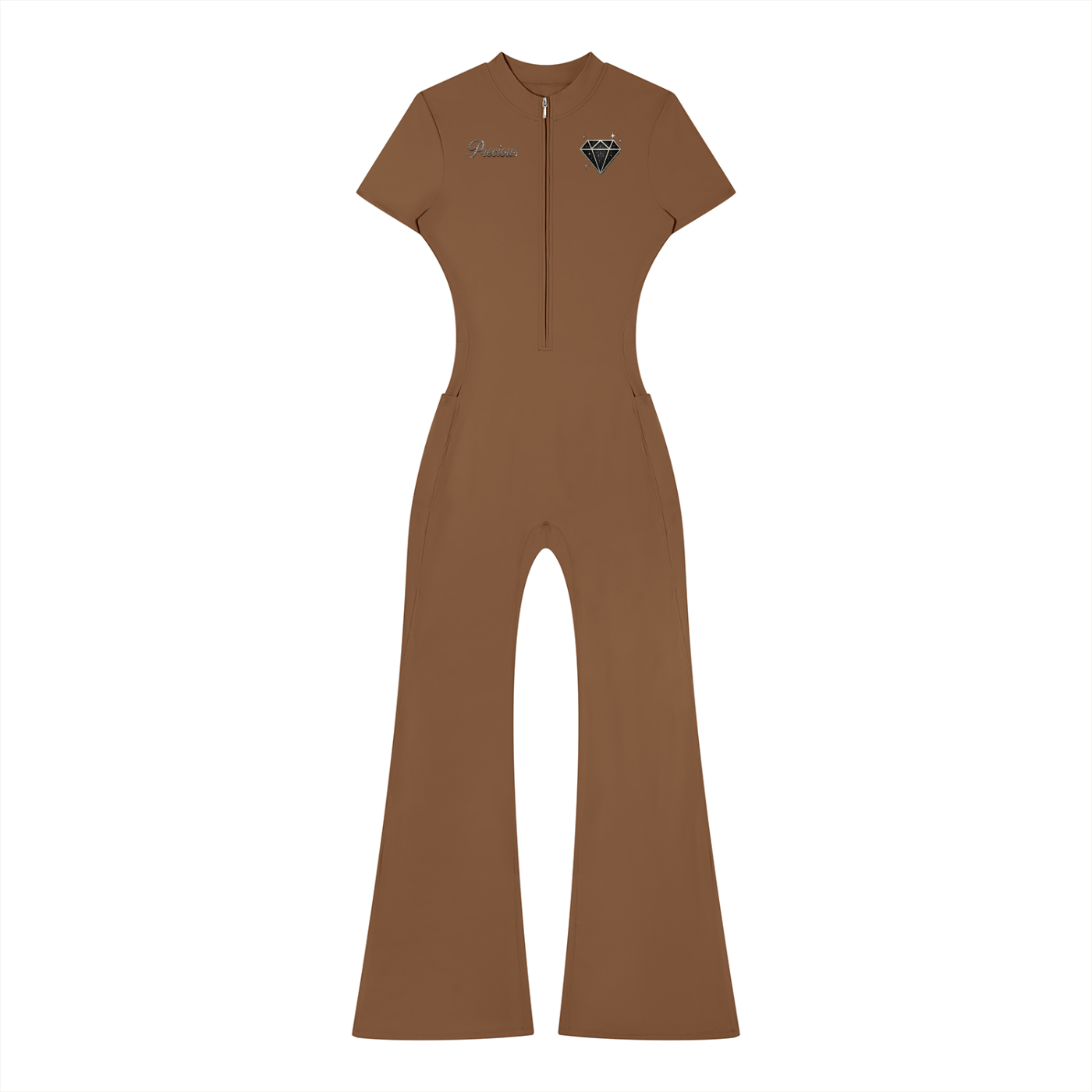 Precious Women’s Tight Flared Leg Quarter-Zip Jumpsuit