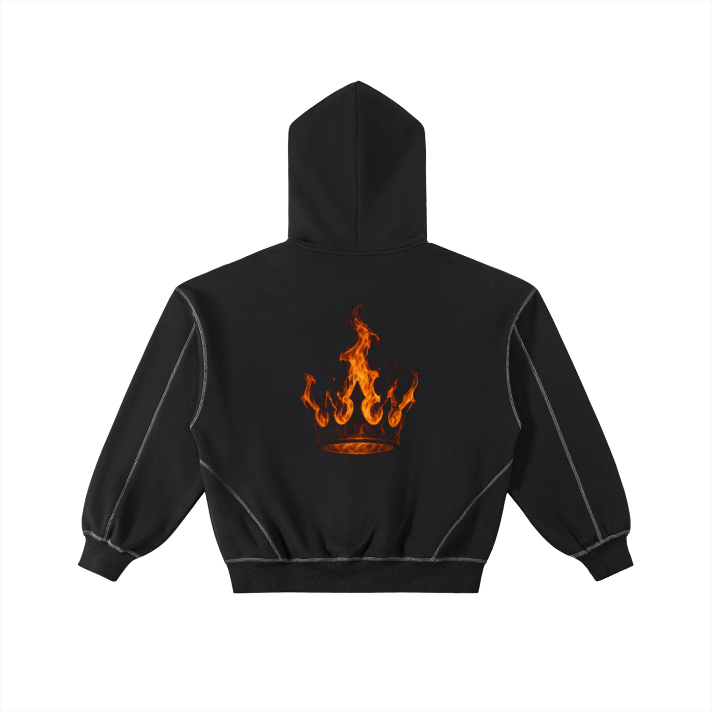Major Moves Contrast-Stitched Boxy Fleece Zip Hoodie