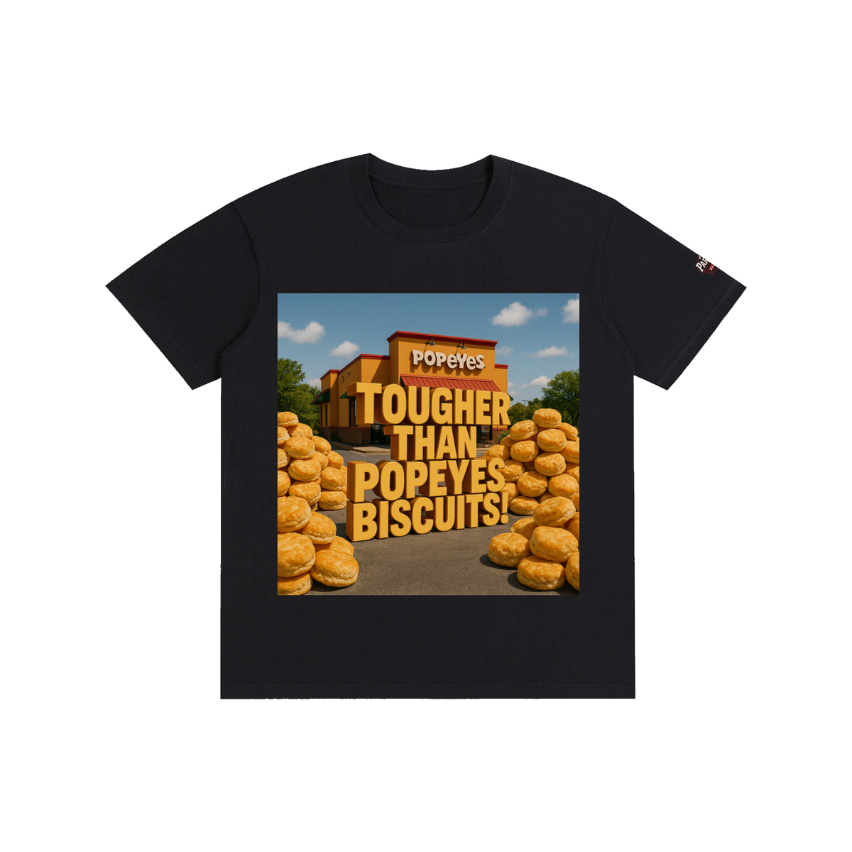 "TOUGHER THAN POPEYE'S BISCUITS" Pure Cotton Unisex T-Shirt