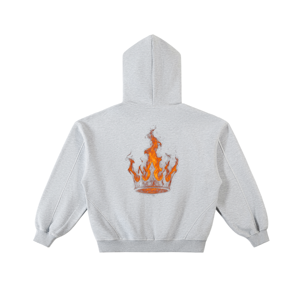 Major Moves Contrast-Stitched Boxy Fleece Zip Hoodie