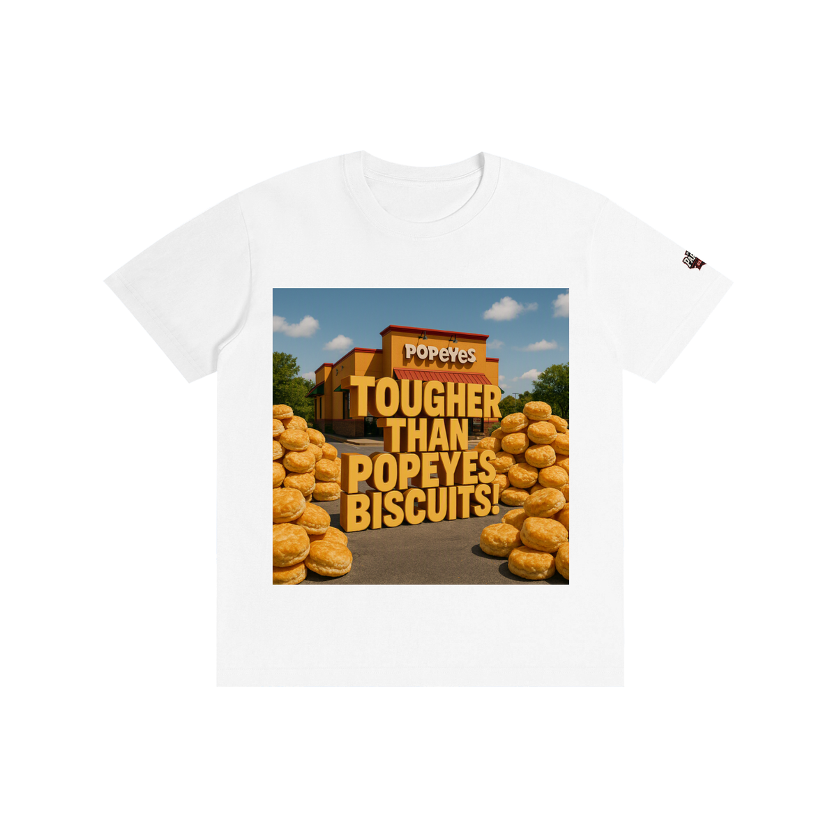 "TOUGHER THAN POPEYE'S BISCUITS" Pure Cotton Unisex T-Shirt