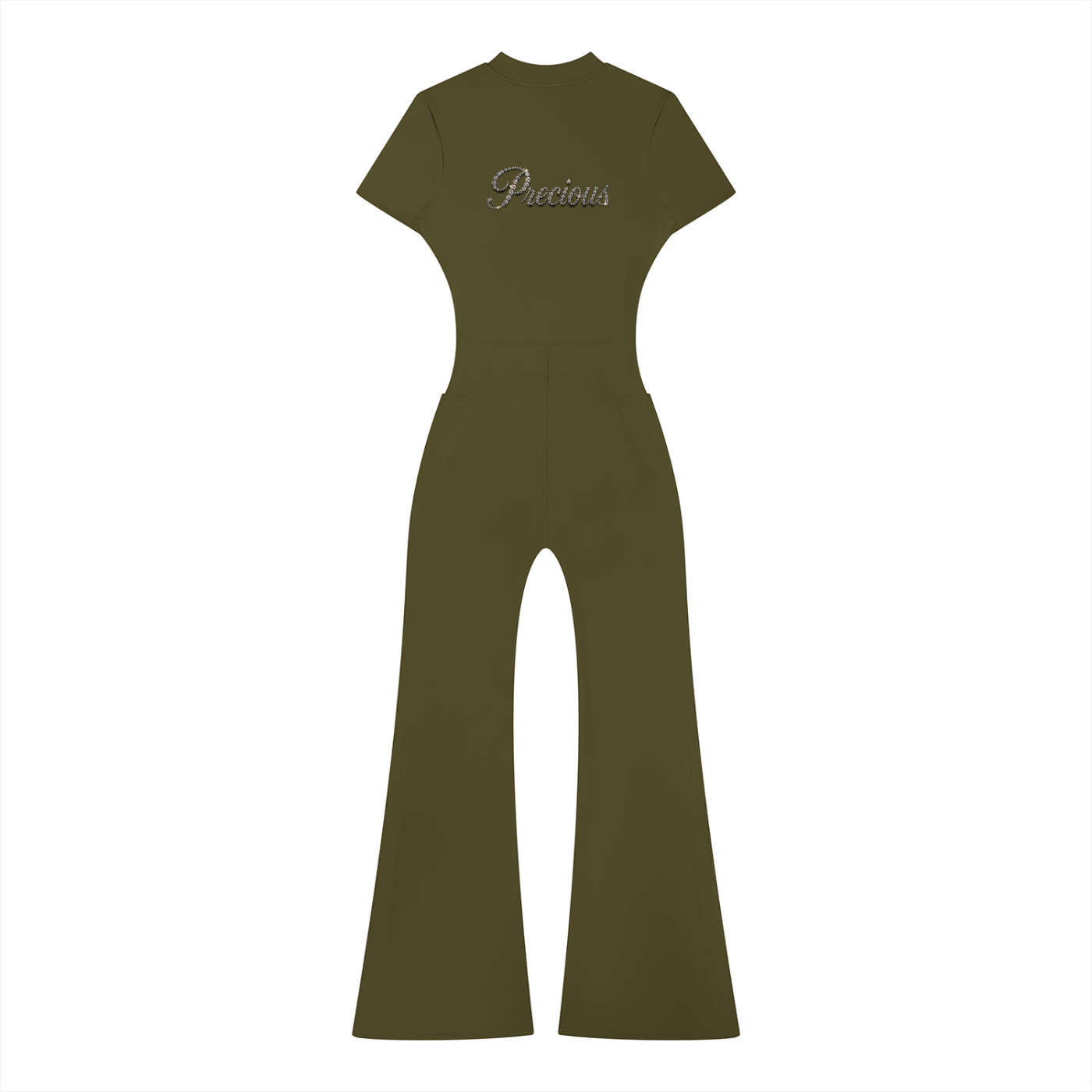 Precious Women’s Tight Flared Leg Quarter-Zip Jumpsuit