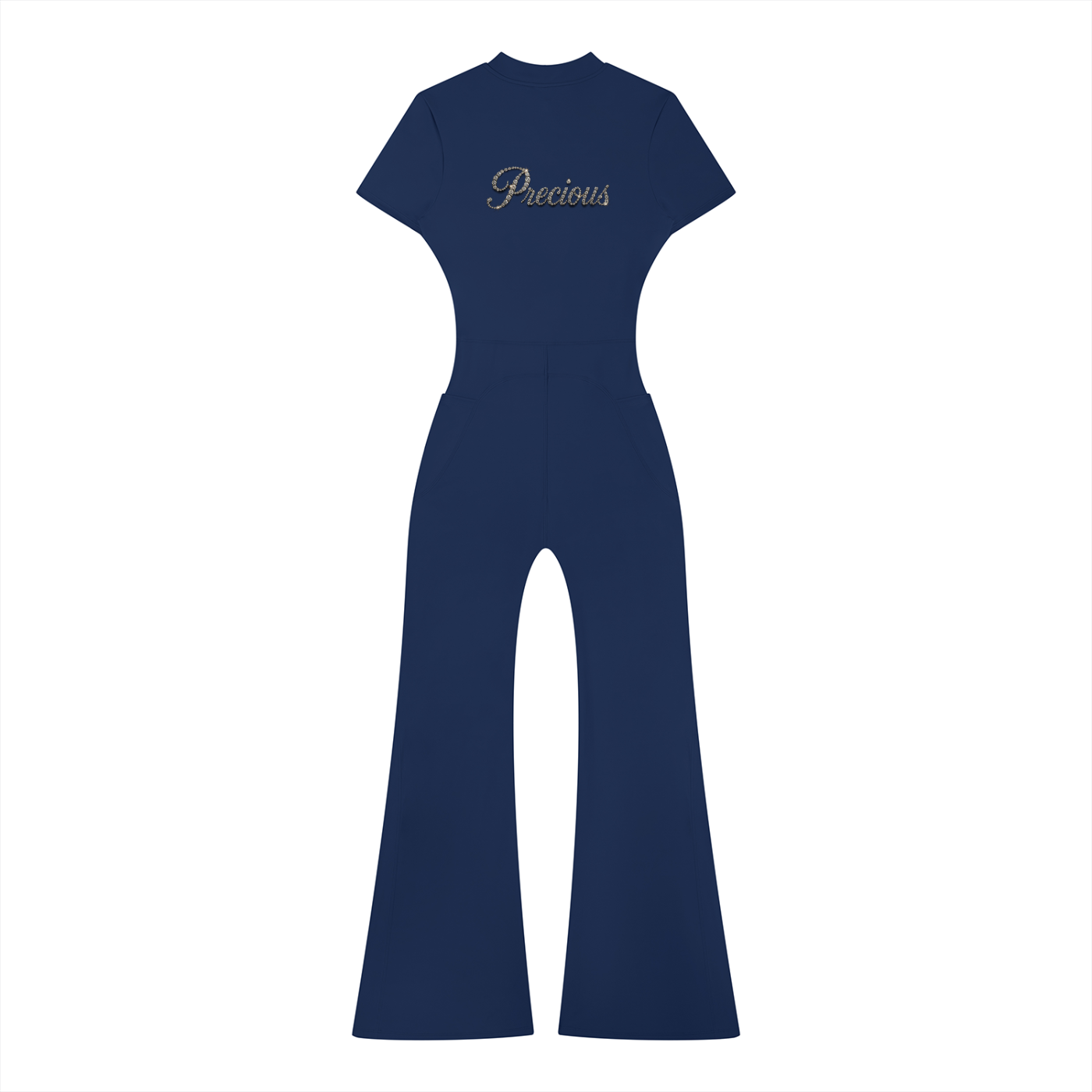 Precious Women’s Tight Flared Leg Quarter-Zip Jumpsuit