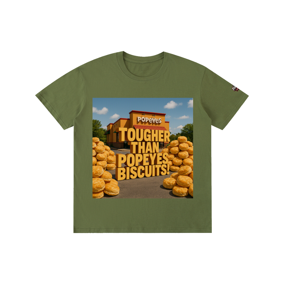 "TOUGHER THAN POPEYE'S BISCUITS" Pure Cotton Unisex T-Shirt